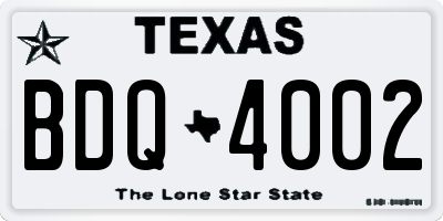 TX license plate BDQ4002