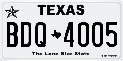 TX license plate BDQ4005