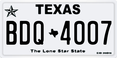 TX license plate BDQ4007
