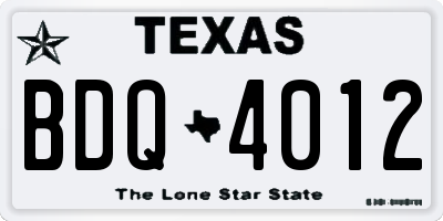 TX license plate BDQ4012