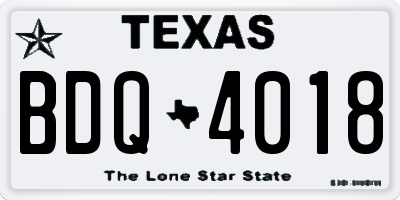 TX license plate BDQ4018