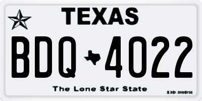TX license plate BDQ4022