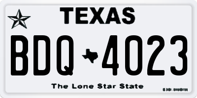 TX license plate BDQ4023