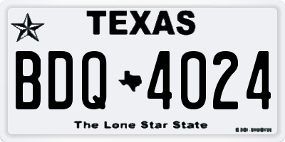 TX license plate BDQ4024