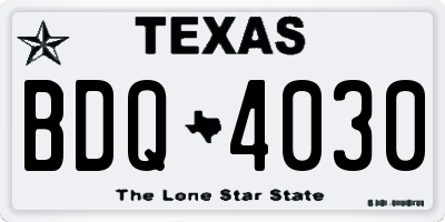 TX license plate BDQ4030