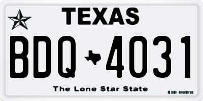 TX license plate BDQ4031