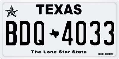 TX license plate BDQ4033