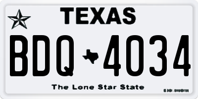 TX license plate BDQ4034