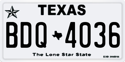 TX license plate BDQ4036