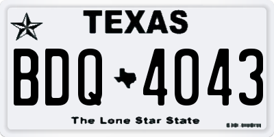 TX license plate BDQ4043