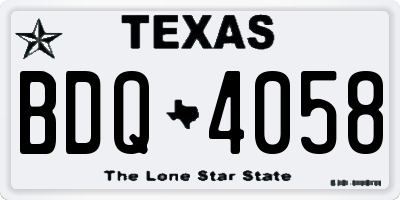 TX license plate BDQ4058