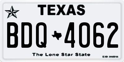 TX license plate BDQ4062