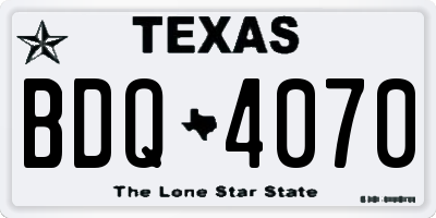 TX license plate BDQ4070