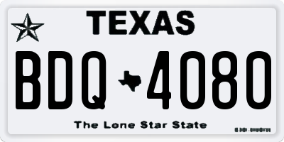 TX license plate BDQ4080
