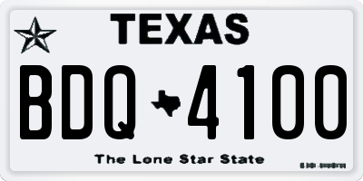TX license plate BDQ4100