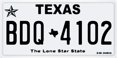 TX license plate BDQ4102