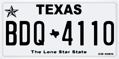 TX license plate BDQ4110
