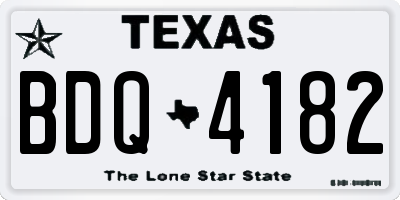 TX license plate BDQ4182