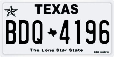 TX license plate BDQ4196
