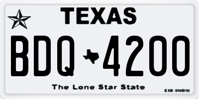 TX license plate BDQ4200
