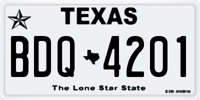 TX license plate BDQ4201