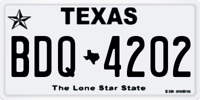 TX license plate BDQ4202