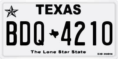TX license plate BDQ4210