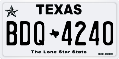 TX license plate BDQ4240