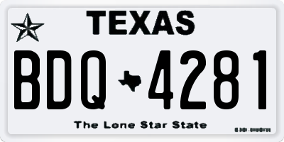 TX license plate BDQ4281