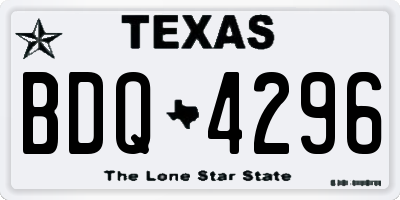 TX license plate BDQ4296