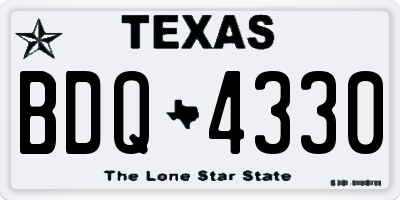 TX license plate BDQ4330