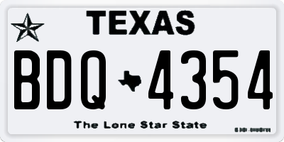 TX license plate BDQ4354