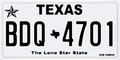 TX license plate BDQ4701