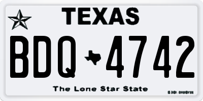TX license plate BDQ4742