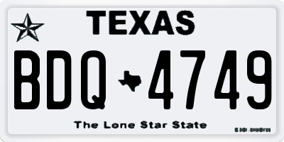 TX license plate BDQ4749