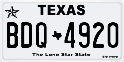 TX license plate BDQ4920
