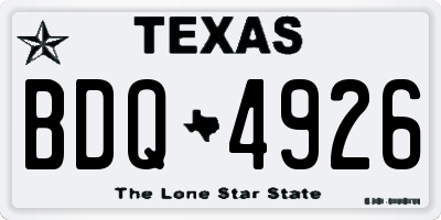 TX license plate BDQ4926
