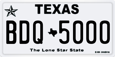 TX license plate BDQ5000