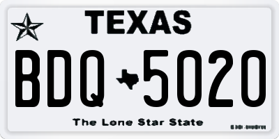 TX license plate BDQ5020