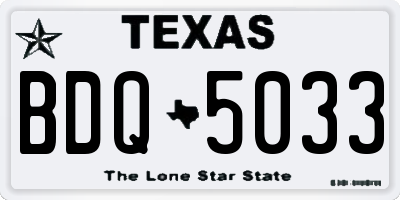 TX license plate BDQ5033