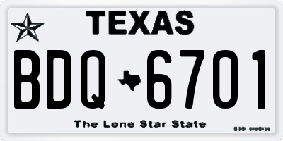 TX license plate BDQ6701