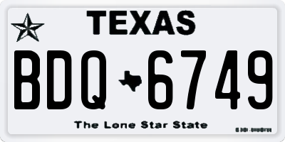 TX license plate BDQ6749