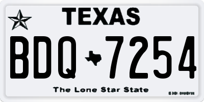 TX license plate BDQ7254