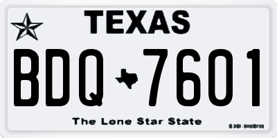 TX license plate BDQ7601