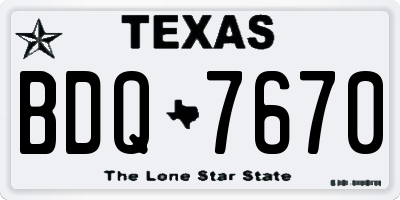 TX license plate BDQ7670