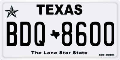 TX license plate BDQ8600