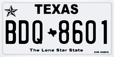 TX license plate BDQ8601