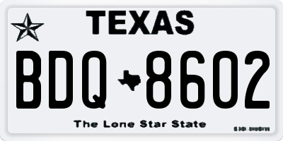 TX license plate BDQ8602