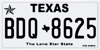 TX license plate BDQ8625