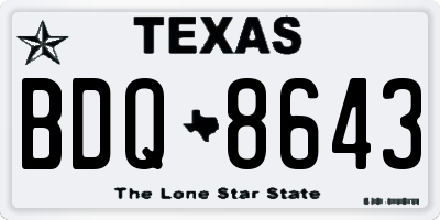 TX license plate BDQ8643